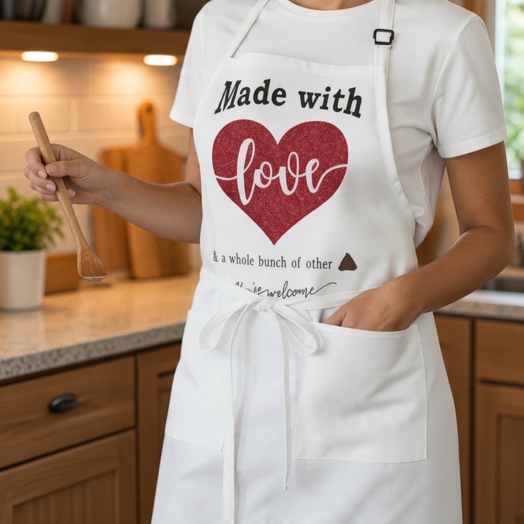 Made with Love apron and Allergic to Idiots sweatshirt