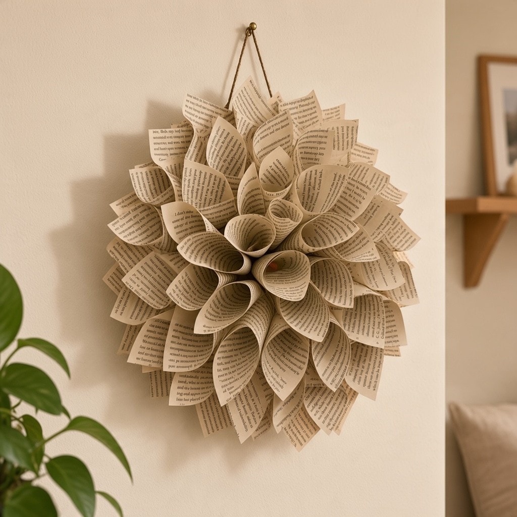 Book flower wreath