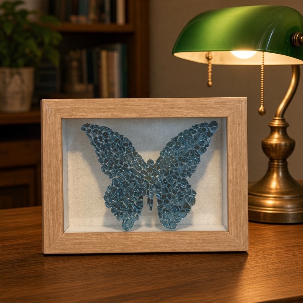 Framed glass butterfly