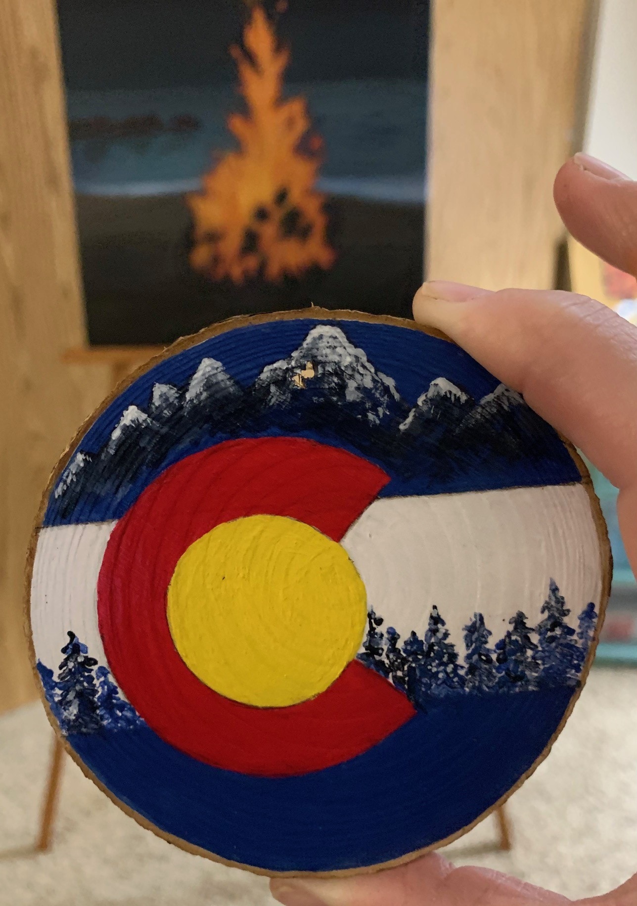 Colorado flag wood ornaments, hand painted